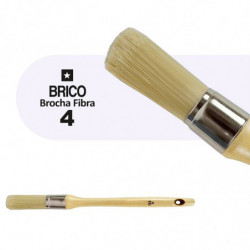 Tradineur - Pack de 2 brochas redondas para pintar, Nº 4, mango de madera y cerdas de fibra suave, uso universal, esmaltar, barn