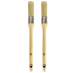Tradineur - Pack de 2 brochas redondas para pintar, Nº 6, mango de madera y cerdas de fibra suave, uso universal, esmaltar, barn
