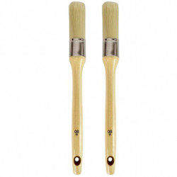 Tradineur - Pack de 2 brochas redondas para pintar, Nº 8, mango de madera y cerdas de fibra suave, uso universal, esmaltar, barn