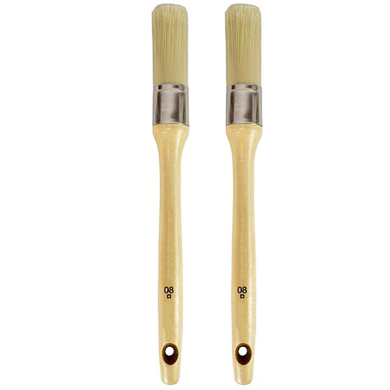 Tradineur - Pack de 2 brochas redondas para pintar, Nº 8, mango de madera y cerdas de fibra suave, uso universal, esmaltar, barn Tradineur - Pack de 2 brochas redondas para pintar, Nº 8, mango de madera y cerdas de fibra suave, uso universal, esmaltar, barn