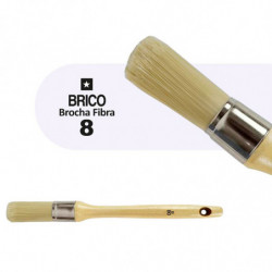 Tradineur - Pack de 2 brochas redondas para pintar, Nº 8, mango de madera y cerdas de fibra suave, uso universal, esmaltar, barn