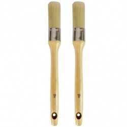 Tradineur - Pack de 2 brochas redondas para pintar, Nº 10, mango de madera y cerdas de fibra suave, uso universal, esmaltar, bar