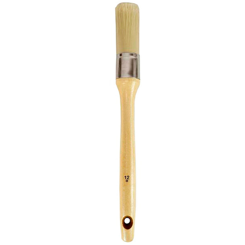 Tradineur - Brocha redonda para pintar, Nº 12, mango de madera y cerdas de fibra suave, uso universal, esmaltar, barnizar, retoc Tradineur - Brocha redonda para pintar, Nº 12, mango de madera y cerdas de fibra suave, uso universal, esmaltar, barnizar, retoc
