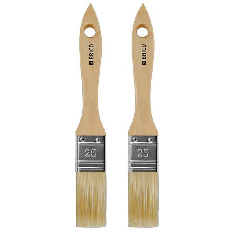 Tradineur - Pack de 2 paletinas para pintar, Nº 12, brocha plana, mango de madera y cerdas de fibra suave, uso universal, esmalt Tradineur - Pack de 2 paletinas para pintar, Nº 12, brocha plana, mango de madera y cerdas de fibra suave, uso universal, esmalt