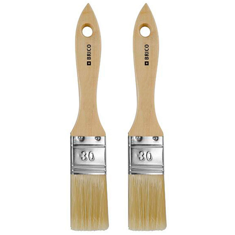 Tradineur - Pack de 2 paletinas para pintar, Nº 15, brocha plana, mango de madera y cerdas de fibra suave, uso universal, esmalt Tradineur - Pack de 2 paletinas para pintar, Nº 15, brocha plana, mango de madera y cerdas de fibra suave, uso universal, esmalt