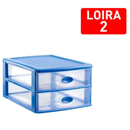 Tradineur - Cajonera de sobremesa, modelo Loira, 2 cajones transparentes, plástico, torre almacenaje multiusos, oficina, baño, f Tradineur - Cajonera de sobremesa, modelo Loira, 2 cajones transparentes, plástico, torre almacenaje multiusos, oficina, baño, f