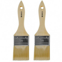 Tradineur - Pack de 2 paletinas para pintar, Nº 24, brocha plana, mango de madera y cerdas de fibra suave, uso universal, esmalt