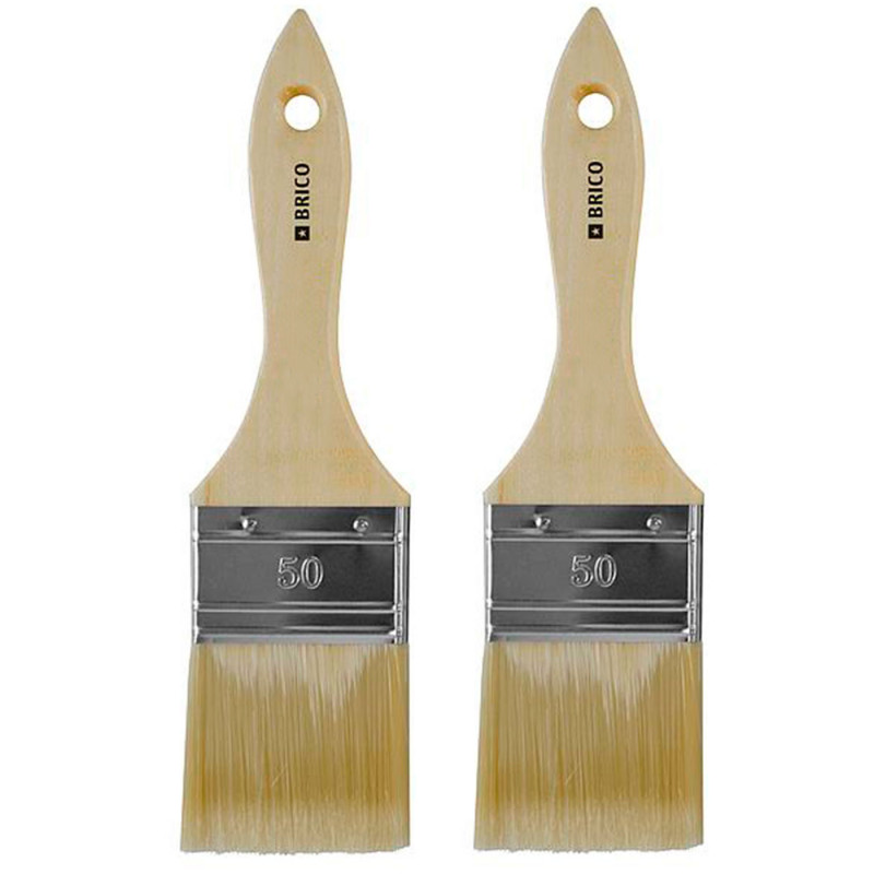 Tradineur - Pack de 2 paletinas para pintar, Nº 24, brocha plana, mango de madera y cerdas de fibra suave, uso universal, esmalt Tradineur - Pack de 2 paletinas para pintar, Nº 24, brocha plana, mango de madera y cerdas de fibra suave, uso universal, esmalt