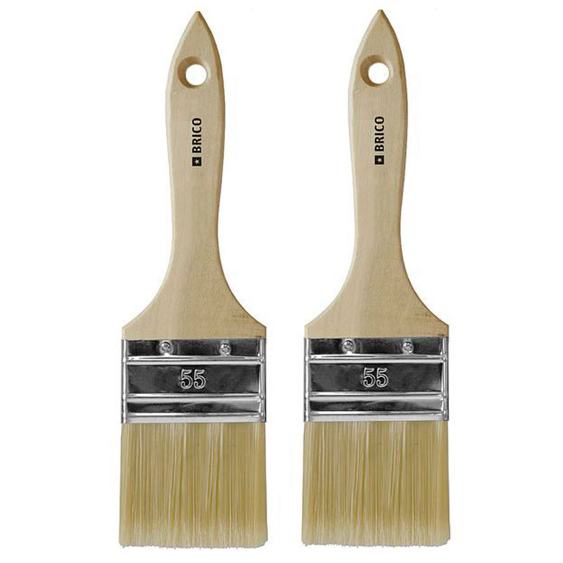 Tradineur - Pack de 2 paletinas para pintar, Nº 27, brocha plana, mango de madera y cerdas de fibra suave, uso universal, esmalt Tradineur - Pack de 2 paletinas para pintar, Nº 27, brocha plana, mango de madera y cerdas de fibra suave, uso universal, esmalt