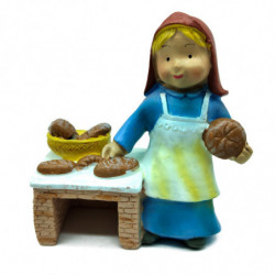 Tradineur - Figura de Panadera para Belén - Estilo Naïf - Fabricado en Marmolina - Adorno divertido para nacimiento, Navidad, de