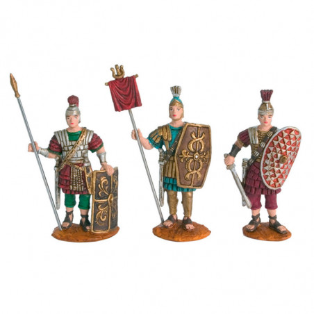 Tradineur - Set de 3 figuras de Romanos con armaduras para Belén - Fabricado en Marmolina - Adorno divertido para nacimiento, Na