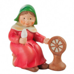 Tradineur - Figura de Hilandera para Belén - Estilo Naïf - Fabricado en Marmolina - Adorno divertido para nacimiento, Navidad, d