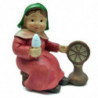 Tradineur - Figura de Hilandera para Belén - Estilo Naïf - Fabricado en Marmolina - Adorno divertido para nacimiento, Navidad, d