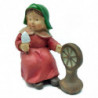 Tradineur - Figura de Hilandera para Belén - Estilo Naïf - Fabricado en Marmolina - Adorno divertido para nacimiento, Navidad, d