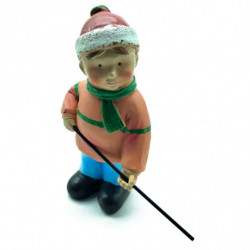 Tradineur - Set de 2 Figuras Pastor niño y Tió para Belén - Estilo Naïf - Fabricado en Marmolina - Adorno divertido para nacimie