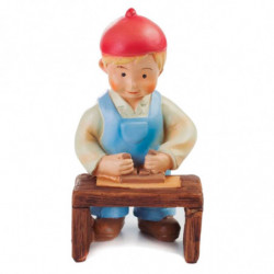 Tradineur - Figura de Carpintero para Belén - Estilo Naïf - Fabricado en Marmolina - Adorno divertido para nacimiento, Navidad,