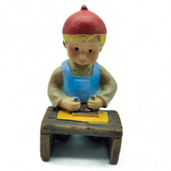 Tradineur - Figura de Carpintero para Belén - Estilo Naïf - Fabricado en Marmolina - Adorno divertido para nacimiento, Navidad,