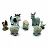 Tradineur - Set de 7 Figuras de animales para Belén - Vaca, Burro, Gallo, Pato y 2 ovejas - Adorno divertido para nacimiento, Na