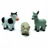 Tradineur - Set de 7 Figuras de animales para Belén - Vaca, Burro, Gallo, Pato y 2 ovejas - Adorno divertido para nacimiento, Na