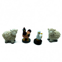 Tradineur - Set de 7 Figuras de animales para Belén - Vaca, Burro, Gallo, Pato y 2 ovejas - Adorno divertido para nacimiento, Na
