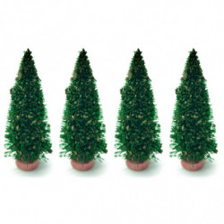 Tradineur - Pack de 4 Abetos para belén - Fabricado en Madera - Adorno divertido para nacimiento, Navidad, decoración tradiciona