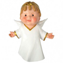 Tradineur - Figura de Ángel para Belén - Estilo Naïf - Fabricado en Marmolina - Adorno divertido para nacimiento, Navidad, decor