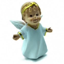 Tradineur - Figura de Ángel para Belén - Estilo Naïf - Fabricado en Marmolina - Adorno divertido para nacimiento, Navidad, decor