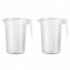 Tradineur - Pack de 2 jarras medidoras de plástico, incluyen línea de medida, recipiente para medir líquidos, cocina y reposterí