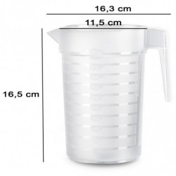 Tradineur - Pack de 2 jarras medidoras de plástico, incluyen línea de medida, recipiente para medir líquidos, cocina y reposterí