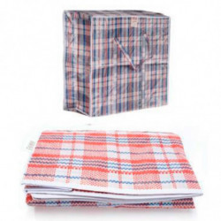 Tradineur - Pack de 4 bolsas plásticas de rafia, incluyen cremallera y asas, reutilizables, mudanzas, almacenamiento de ropa, ju