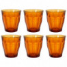 Tradineur - Caja de 6 Vasos Modelo Le Picardie Ámbar - Capacidad de 25 CL (8 3/8 Oz) - Fabricado en Vidrio Resistente - Apto par