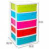 Tradineur - Cajonera de plástico Sena, 5 cajones multicolor, torre de ordenación multiusos, almacenaje, escuela, hogar, fabricad