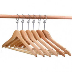 Tradineur - Pack de 72 perchas de madera para hotel con aro y barra, incluyen muescas para tirantes, perchas clásicas para abrig