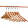 Tradineur - Pack de 72 perchas de madera para hotel con aro y barra, incluyen muescas para tirantes, perchas clásicas para abrig