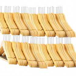 Tradineur - Pack de 72 perchas de madera para hotel con aro y barra, incluyen muescas para tirantes, perchas clásicas para abrig