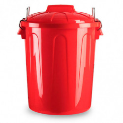 Tradineur - Cubo de basura de plástico - Incluye tapa y asas metálicas - Fabricado en España - Contenedor de residuos - Capacida
