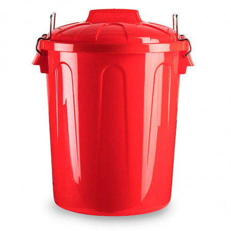 Tradineur - Cubo de basura de plástico - Incluye tapa y asas metálicas - Fabricado en España - Contenedor de residuos - Capacida