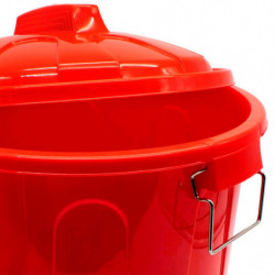 Tradineur - Cubo de basura de plástico - Incluye tapa y asas metálicas - Fabricado en España - Contenedor de residuos - Capacida