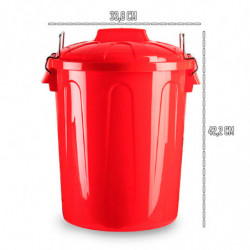 Tradineur - Cubo de basura de plástico - Incluye tapa y asas metálicas - Fabricado en España - Contenedor de residuos - Capacida