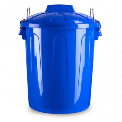 Tradineur - Cubo de basura de plástico - Incluye tapa y asas metálicas - Fabricado en España - Contenedor de residuos - Capacida
