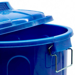 Tradineur - Cubo de basura de plástico - Incluye tapa y asas metálicas - Fabricado en España - Contenedor de residuos - Capacida