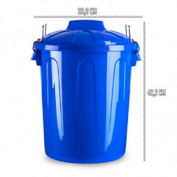 Tradineur - Cubo de basura de plástico - Incluye tapa y asas metálicas - Fabricado en España - Contenedor de residuos - Capacida