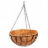 Tradineur - Macetero colgante de coco y metal - Cesta, maceta colgante con cadena y gancho - Decoración hogar, terraza, balcón,