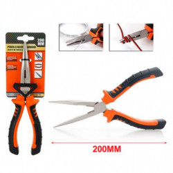 Tradineur - Alicate Punta Larga - Longitud de 200 mm - Fabricado en Acero - Mango ergonómico - Herramienta manual de bricolaje