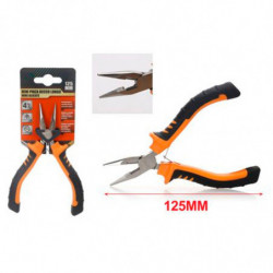 Tradineur - Alicate Mini Punta Larga - Longitud de 125 mm - Fabricado en Acero - Mango ergonómico - Herramienta manual de bricol