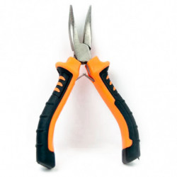 Tradineur - Alicate Mini Punta Curva - Longitud de 125 mm - Fabricado en Acero - Mango ergonómico - Herramienta manual de bricol