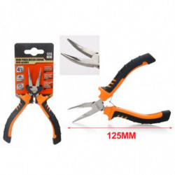 Tradineur - Alicate Mini Punta Curva - Longitud de 125 mm - Fabricado en Acero - Mango ergonómico - Herramienta manual de bricol