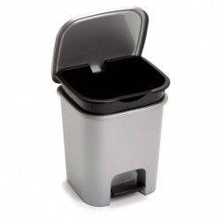 Tradineur - Papelera con pedal - Fabricado en Plástico - Incluye Cubo interno Extraíble - Capacidad de 7,5 Litros - Color Plata