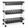 Tradineur - Carrito verdulero de plástico con 3 Niveles y Ruedas - PLFT Aire Slim - Cestas apilables portaobjetos - 61 x 58 x 18