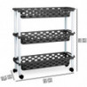 Tradineur - Carrito verdulero de plástico con 3 Niveles y Ruedas - PLFT Aire Slim - Cestas apilables portaobjetos - 61 x 58 x 18